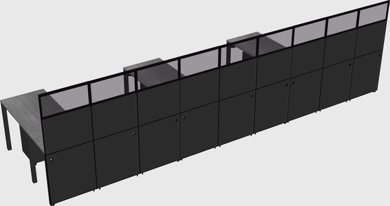 Shared l-shaped cubicle