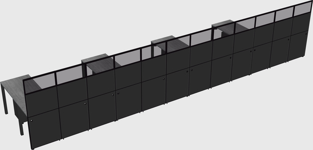 Shared l-shaped cubicle