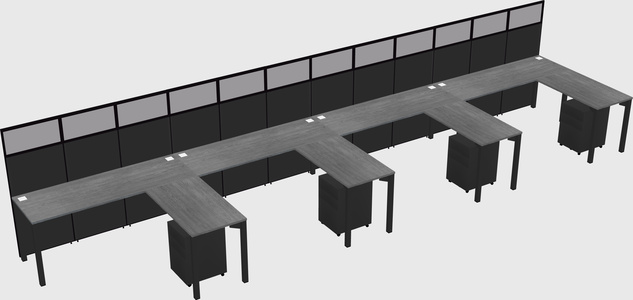 Shared l-shaped cubicle