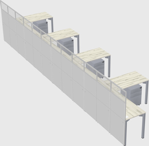 Shared l-shaped cubicle