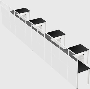 Shared l-shaped cubicle