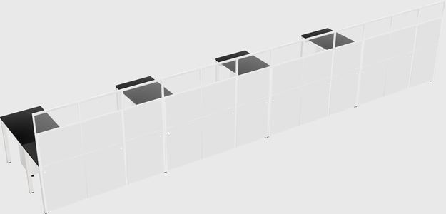 Shared l-shaped cubicle