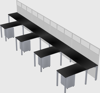 Shared l-shaped cubicle