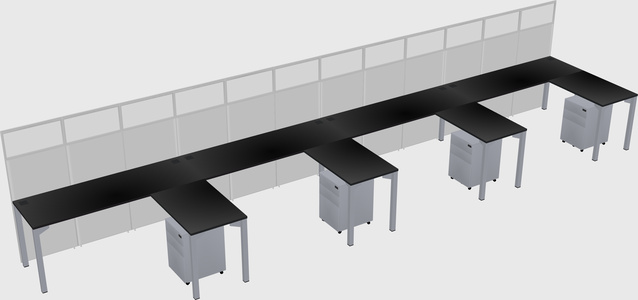 Shared l-shaped cubicle