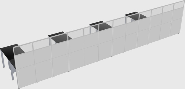 Shared l-shaped cubicle
