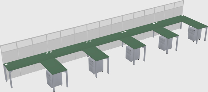 Shared l-shaped cubicle