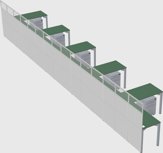 Shared l-shaped cubicle