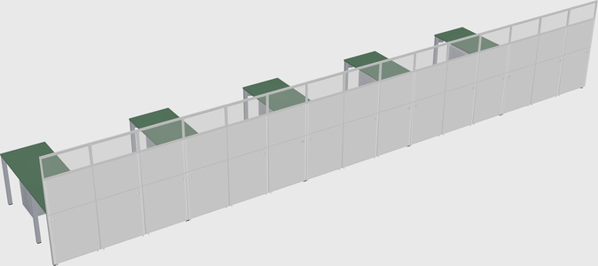 Shared l-shaped cubicle