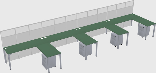 Shared l-shaped cubicle