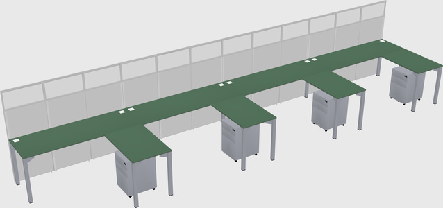 Shared l-shaped cubicle