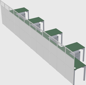 Shared l-shaped cubicle