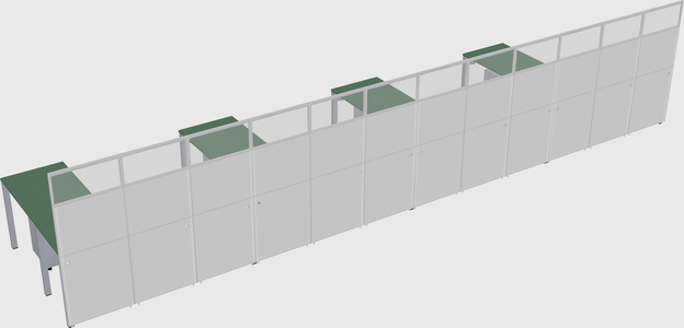 Shared l-shaped cubicle