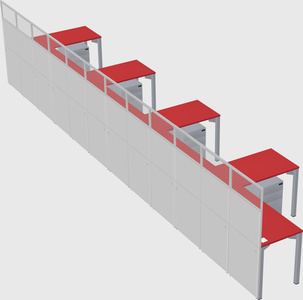 Shared l-shaped cubicle