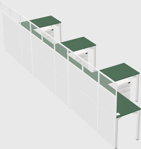 Shared l-shaped cubicle