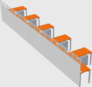 Shared l-shaped cubicle