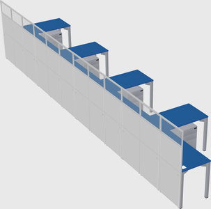 Shared l-shaped cubicle