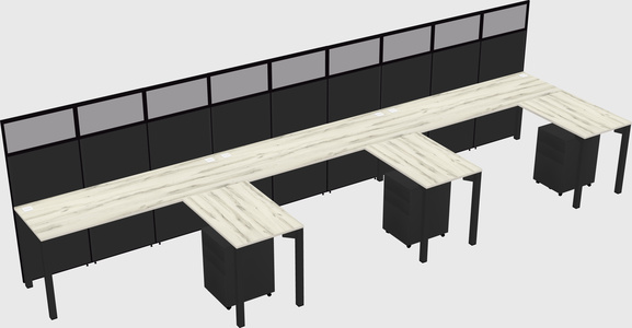 Shared l-shaped cubicle