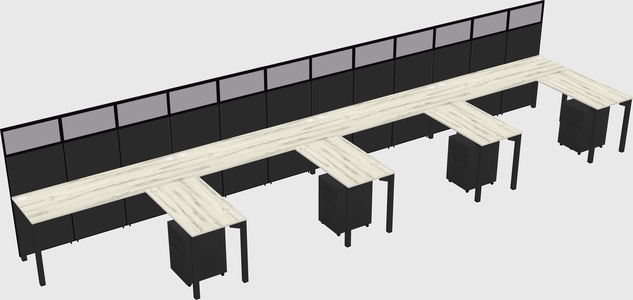 Shared l-shaped cubicle
