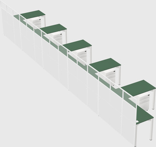 Shared l-shaped cubicle