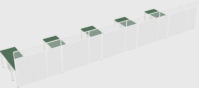 Shared l-shaped cubicle