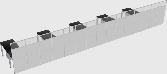 Shared l-shaped cubicle