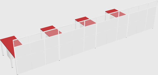 Shared l-shaped cubicle