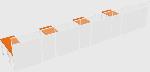 Shared l-shaped cubicle