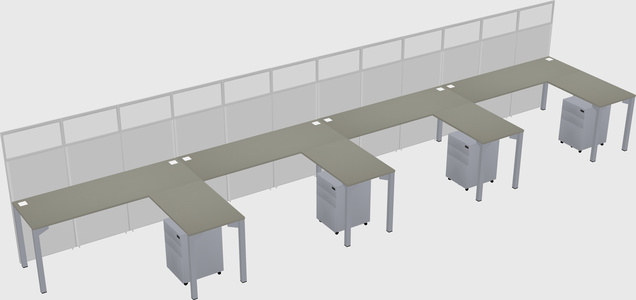 Shared l-shaped cubicle