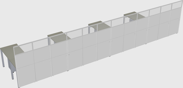 Shared l-shaped cubicle