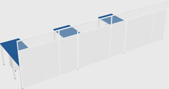 Shared l-shaped cubicle