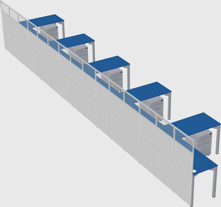 Shared l-shaped cubicle