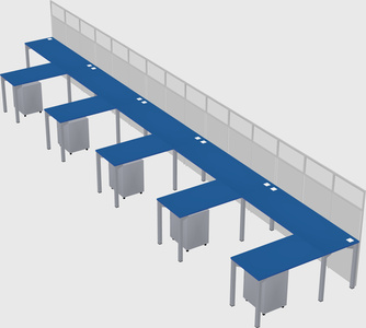 Shared l-shaped cubicle