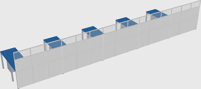 Shared l-shaped cubicle