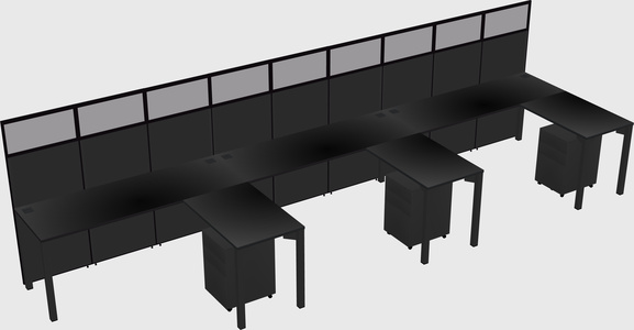Shared l-shaped cubicle