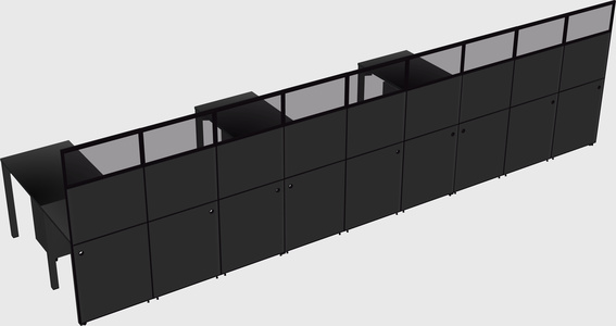Shared l-shaped cubicle
