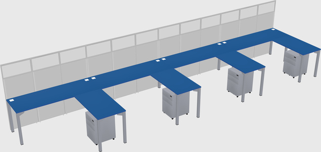 Shared l-shaped cubicle