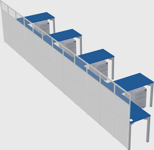 Shared l-shaped cubicle