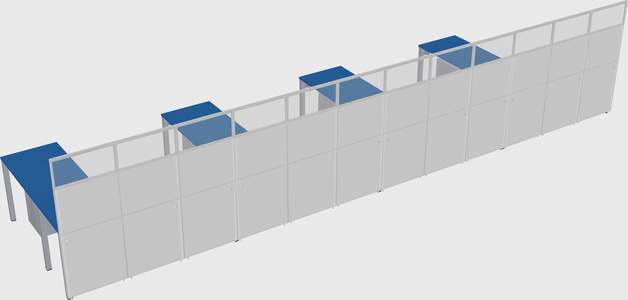 Shared l-shaped cubicle