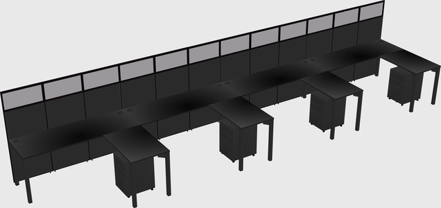 Shared l-shaped cubicle