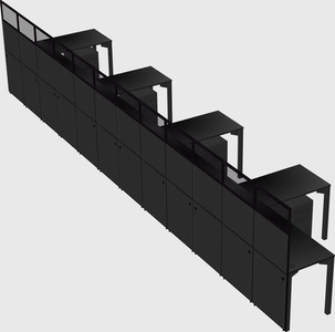 Shared l-shaped cubicle