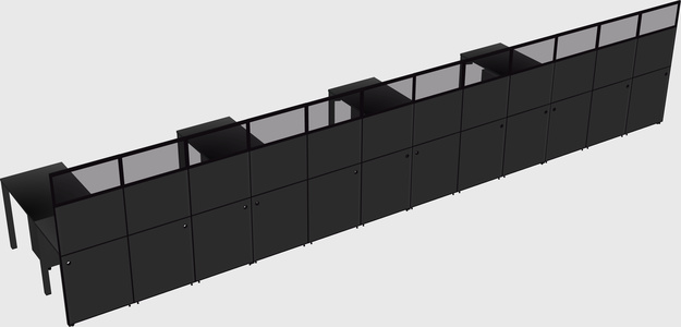 Shared l-shaped cubicle