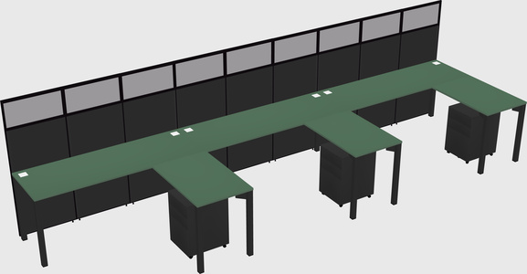 Shared l-shaped cubicle