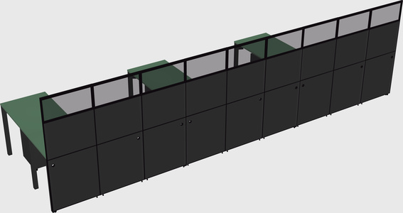 Shared l-shaped cubicle
