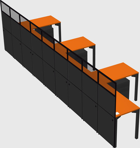 Shared l-shaped cubicle