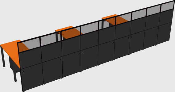 Shared l-shaped cubicle