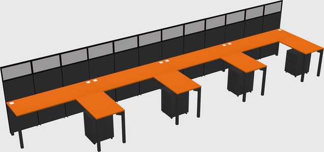 Shared l-shaped cubicle