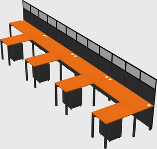 Shared l-shaped cubicle