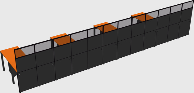 Shared l-shaped cubicle