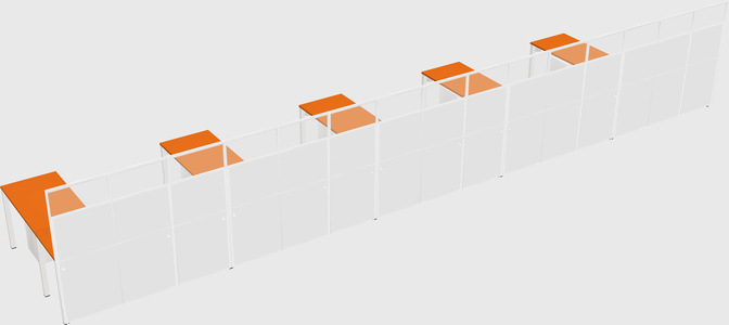 Shared l-shaped cubicle