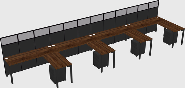 Shared l-shaped cubicle
